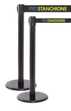 QueuePro Xtra 3in Wide Retractable Belt Barrier, Black Stanchion Post, QueueSolutions PRO250B-X-BK110 QueuePro Xtra 3in Wide Retractable Belt Barrier, Black Stanchion Post, QueueSolutions PRO250B-X-BK110