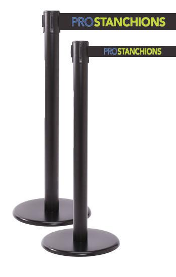 QueuePro Xtra 3in Wide Retractable Belt Barrier, Black Stanchion Post, QueueSolutions PRO250B-X-BK110 QueuePro Xtra 3in Wide Retractable Belt Barrier, Black Stanchion Post, QueueSolutions PRO250B-X-BK110