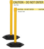WeatherMaster 250 Xtra Wide 3in Belt, Outdoor Retractable Belt Barrier, Yellow Stanchion Post w Rubber Base, QueueSolutions WMR250X-Y-BK110 WeatherMaster 250 Xtra Wide 3in Belt, Outdoor Retractable Belt Barrier, Yellow Stanchion Post w Rubber Base, QueueSolutions WMR250X-Y-BK110