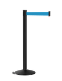 Retracta-Belt 10ft Hyper-Strength Barrier w Rectracta-Wheel, Black Aluminum Stanchion Post