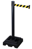 Visiontron Retracta-Belt 10' Hyper-Strength PVC Outdoor Utility Retractable Belt Barrier, Recycled Rubber Base Black Aluminum BYD