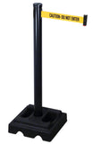 Visiontron Retracta-Belt 10' Hyper-Strength PVC Outdoor Utility Retractable Belt Barrier, Recycled Rubber Base Black Aluminum CAU