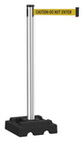 Visiontron Retracta-Belt 10' Hyper-Strength PVC Outdoor Utility Retractable Belt Barrier, Recycled Rubber Base Satin Aluminum CAU