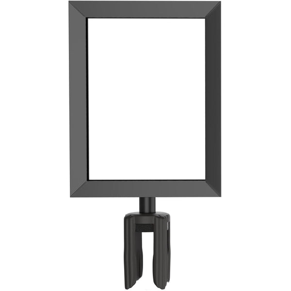 Visiontron Heavy-Duty Sign Frame Topper w/Adapter For Retractable Belt Stanchion Posts 8.5 x 11 Black