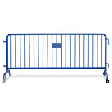 CrowdMaster 1000 Blue HD Powder Coat Steel Bike Rack Barricade, 8 ft 1 Bridge 1 Roller