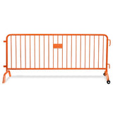 CrowdMaster 1000  Orange HD Powder Coat Steel Bike Rack Barricade, 8 ft 1 Bridge 1 Roller