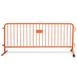 CrowdMaster 1000  Orange HD Powder Coat Steel Bike Rack Barricade, 8 ft 1 Flat 1 Roller
