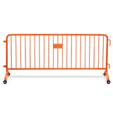 CrowdMaster 1000  Orange HD Powder Coat Steel Bike Rack Barricade, 8 ft 2 Roller