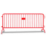 CrowdMaster 1000  Red Powder Coat Steel Bike Rack Barricade, 8 ft Bridge Feet