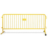 CrowdMaster 1000  Yellow HD Powder Coat Steel Bike Rack Barricade, 8 ft 1 Flat 1 Roller