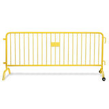 Crowd Master 1000  Yellow HD Powder Coat Steel Bike Rack Barricade, 8 ft 1 Bridge 1 Roller