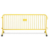 CrowdMaster 1000  Yellow HD Powder Coat Steel Bike Rack Barricade, 8 ft 2 Roller Feet