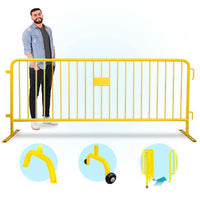 CrowdMaster 1000  Yellow HD Powder Coat Steel Bike Rack Barricade, 8 ft Flat Feet
