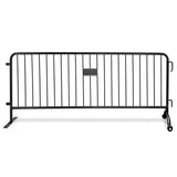 CrowdMaster 1000  Black Powder Coat Steel Bike Rack Barricade, 8 ft 1 Flat 1 Roller