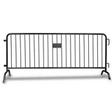 CrowdMaster 1000  Black Powder Coat Steel Bike Rack Barricade, 8 ft Bridge Feet