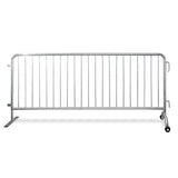 8.5ft Economy Pre-Galvanized 8.5 Ft Steel Bike Rack Barricade - 1 Flat Foot 1 Roller Foot