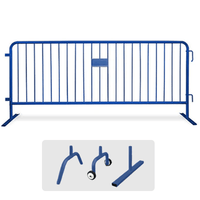 CrowdMaster 1000 Blue HD Powder Coat Steel Bike Rack Barricade, 8 ft Flat Feet