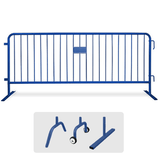CrowdMaster 1000 Blue HD Powder Coat Steel Bike Rack Barricade, 8 ft Flat Feet
