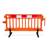 6.5 ft Heavy-Duty Orange Plastic CrowdPro Barricade with Reflective Strip