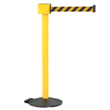 Retracta-Belt 30ft Hyper-Strength Single Line Retractable Belt Barrier w Wheeled Stanchion Post, Visiontron PM412-30YA-BK