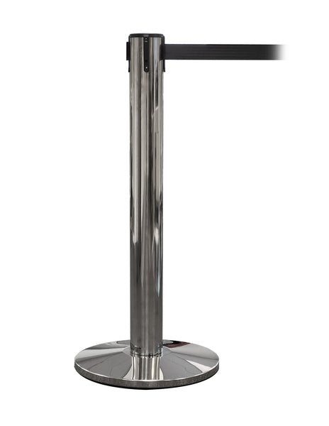 QueuePro 400 Outdoor Long-Span Retractable 30-35' Belt Barrier, Polished Stainless Stanchion Post