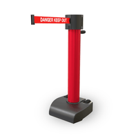 SkyPro 750 Long-Span 75ft Retractable Belt Barrier, Red Stanchion Post