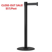 CLOSE OUT! Retracta-Belt 7.5ft Hyper-Strength Value Series Retractable Belt Barrier, Set of 2 Stanchion Posts, Visiontron VS206SB-BK
