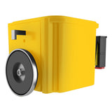 Retracta-Belt Hyper-Strength Magnetic Wall Mount Retractable Belt Barrier Outdoor Yellow Body Rear