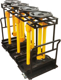 Storage Cart for 19" Rubber Base Belt Stanchion Posts, 12-Post Capacity 335 Loaded