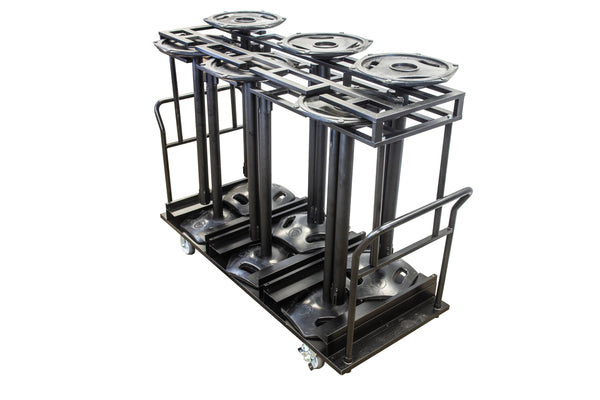 Storage Cart for 19" Rubber Base Belt Stanchion Posts, 12-Post Capacity Loaded