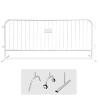 CrowdMaster 1000 White HD Powder Coat Steel Bike Rack Barricade, 8 ft Flat Feet