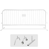 CrowdMaster 1000 White HD Powder Coat Steel Bike Rack Barricade, 8 ft Flat Feet