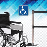 ADA - ProLux Triple 250 Ultra Low Profile Milled Steel Base, Industry Exclusive Tri-Belt Barrier, Black Stanchion Post, QueueSolutions PLTriple250B-BK
