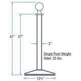Dimensions - Ever-Straight Ball Top Economy Post &amp; Rope Barrier Stanchion
