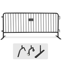 CrowdMaster 1000  Black Powder Coat Steel Bike Rack Barricade, 8 ft Flat Feet