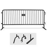 CrowdMaster 1000  Black Powder Coat Steel Bike Rack Barricade, 8 ft Flat Feet