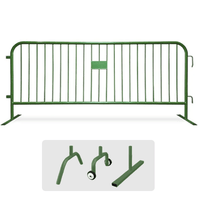 CrowdMaster 1000 Green HD Powder Coat Steel Bike Rack Barricade, 8 ft Flat Feet