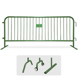 CrowdMaster 1000 Green HD Powder Coat Steel Bike Rack Barricade, 8 ft Flat Feet