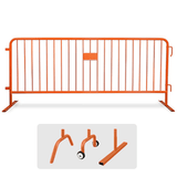 CrowdMaster 1000  Orange HD Powder Coat Steel Bike Rack Barricade, 8 ft Flat Feet