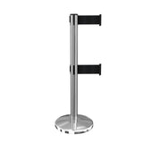QueueMaster Twin Xtra Wide Dual-Belt, ADA Compliant, Retractable Belt Barrier, Polished Stainless Stanchion Post