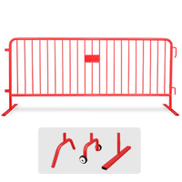 CrowdMaster 1000  Red Powder Coat Steel Bike Rack Barricade, 8 ft Flat Feet