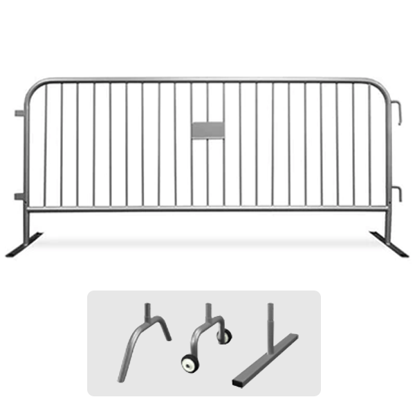 8.5ft Economy Galvanized 8.5 Ft Steel Bike Rack Barricade - Flat Feet Group