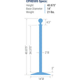 Dimensions - Visiontron Heavy Duty Series Ball Top Rope Stanchion