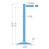 Specs - Retracta-Belt Prime 10ft Outdoor Retractable Belt Barrier, Black Aluminum Stanchion Post