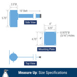 Retracta-Belt Prime Fixed 10ft Wall Mount Retractable Belt Barrier Black - Dimensions