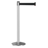 Retracta-Belt 10ft Hyper-Strength Single Line Retractable Belt Barrier w Satin Aluminum Stanchion Post, Visiontron 300SASS-BK