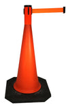 Retracta-Cone Cone Mount Retractable 15ft Belt Barrier, Orange, Visiontron RC15FO-BK