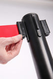 Belt Lock - QueuePro 300 Premium Long-Span 16' Retractable Belt - Satin Steel