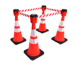 Square - ConePro600 Orange & Reflective Cone Mount Retractable 20' Belt Barrier