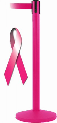 Stanchion For The Cure All Pink Breast Cancer Awareness Retractable Belt Barrier, ProStanchions Stanchion For The Cure